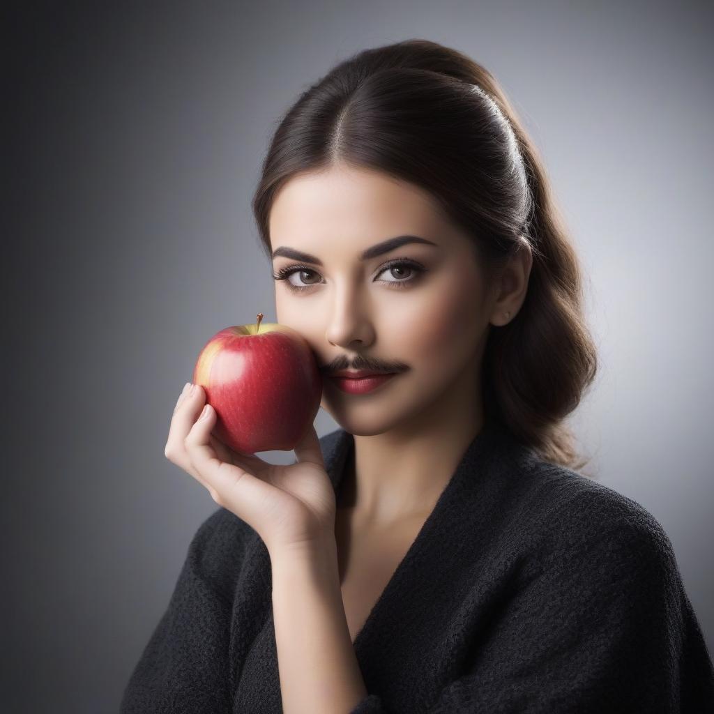  The girl with the apple and the mustache