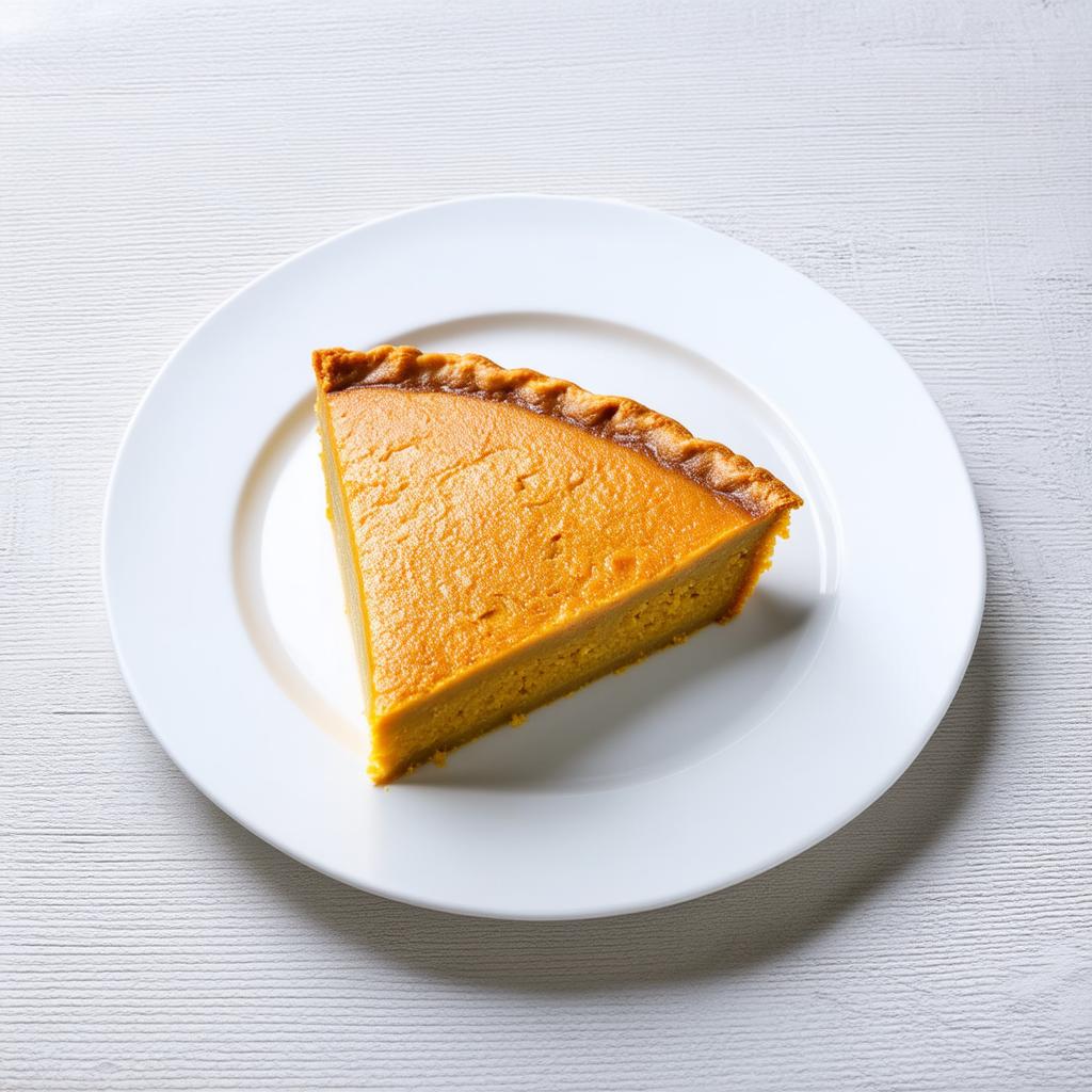  professional detailed photography, flat style pumpkin pie slice on solid white background , (muted colors, dim colors, soothing tones), (vsco:0.3)