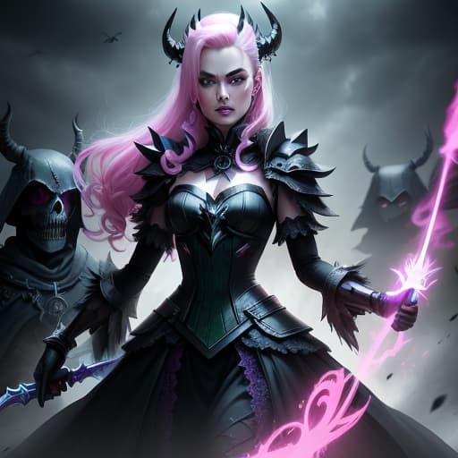  "death prophet" from Dota2 surrounded by her ghosts, glowing green eyes, full body shot, cinematic lighting, gloomy mood, horror, barbie movie Margot Robbie hellraiser pinhead pink --ar 4:5 --s 750 --niji 5, hyperrealistic, high quality, highly detailed, perfect lighting, intricate, sharp focus, f/1. 8, 85mm, (centered image composition), (professionally color graded), ((bright soft diffused light)), trending on instagram, HDR 4K, 8K