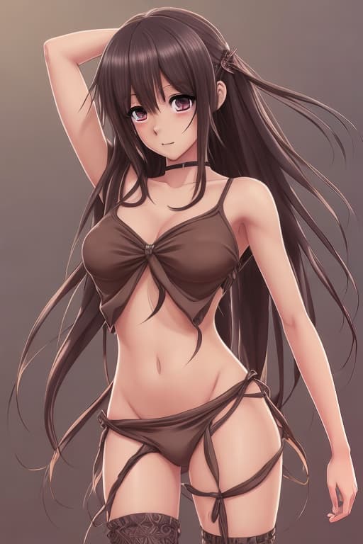  pretty anime , brown skin, around , medium long hair, , no clothes, medium size s, s, , , highly detailed