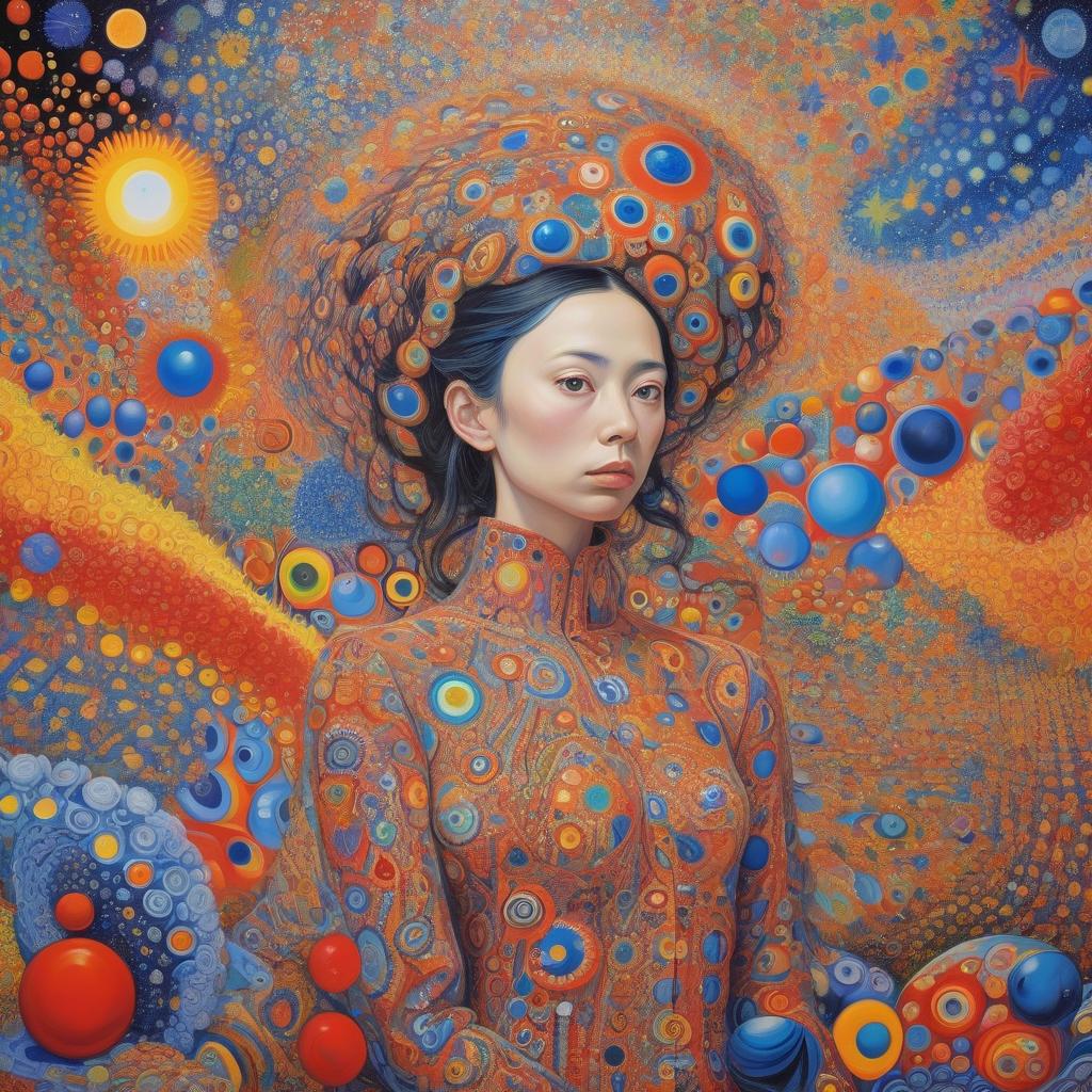  the most beautiful painting highly detailed extremely detailed oil on canvas crisp quality colourful picasso van gogh no text klimt alex grey bridget riley yayoi kusama figurative art murakami extremely detailed background