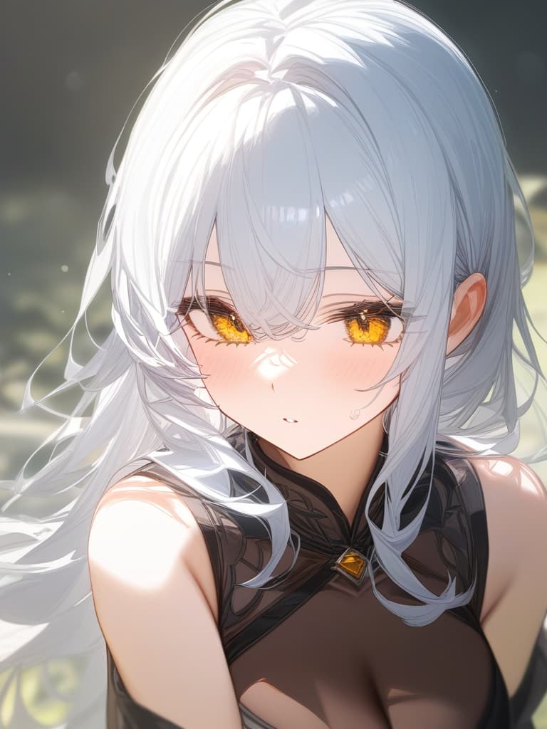  e cup, white hair, yellow eyes, masterpiece, best quality,8k,ultra detailed,high resolution,an extremely delicate and beautiful,hyper detail