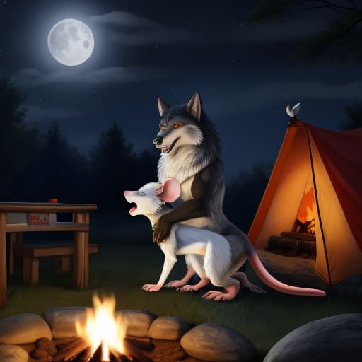  Feral wolf with white and silver fur anally penetrating tiny anthro mouse with white fur and red hair. Forced penetration. Anal. Primal. size difference. Feral on anthro. Feral wolf knotted . ming. Howl. Campsite. Small mouse body. Tiniest body. 1st grade. Daycare. Anthro mouse crying. Full moon. Night. Campfire. Force. Breeding. Primal. Anal Penetration. Painful. Smallest mouse body., open eyes, digital art, masterpiece, 4k, fine details,