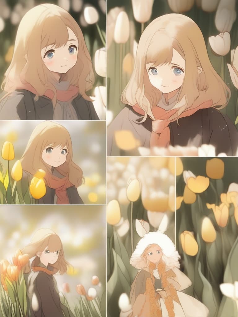  masterpiece,girl like tulip,beautiful girl,gentle cartoon style,high quality,16k,super analysis