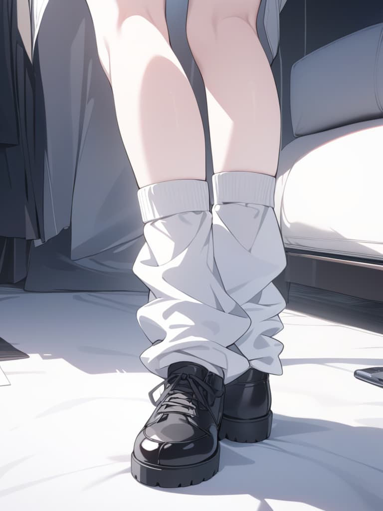  girls, loose socks, plain clothes, wolf ears, medium hair, black shoes, whole, masterpiece, best quality,8k,ultra detailed,high resolution,an extremely delicate and beautiful,hyper detail