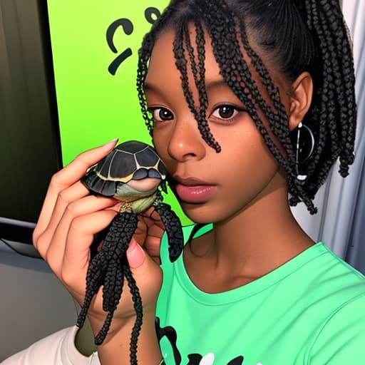  Black person holding a baby turtle in her hand