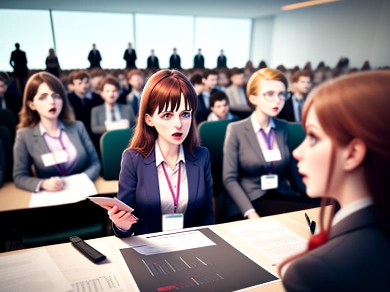  illustration, a business conference is going on, a person is speaking, other people are listening to him