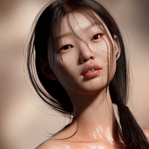 redshift style Jennie Kim, a close up of a woman's showing her , view from the side”, hq ”, detailed ”, detailed”, soft smooth skin, , stained”, 8 k beautiful, dripping long hair, high definition”, highly detailed”, highly detailed ”, gape, panoramic view of , finely detailed, smooth red skin, finely detailed feature, very detailed”