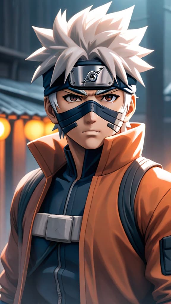  anime art: kakashi hatake striving for hokage with natural ninja talent and wisdom, sans sharingan. hyperrealistic, full body, detailed clothing, highly detailed, cinematic lighting, stunningly beautiful, intricate, sharp focus, f/1. 8, 85mm, (centered image composition), (professionally color graded), ((bright soft diffused light)), volumetric fog, trending on instagram, trending on tumblr, HDR 4K, 8K