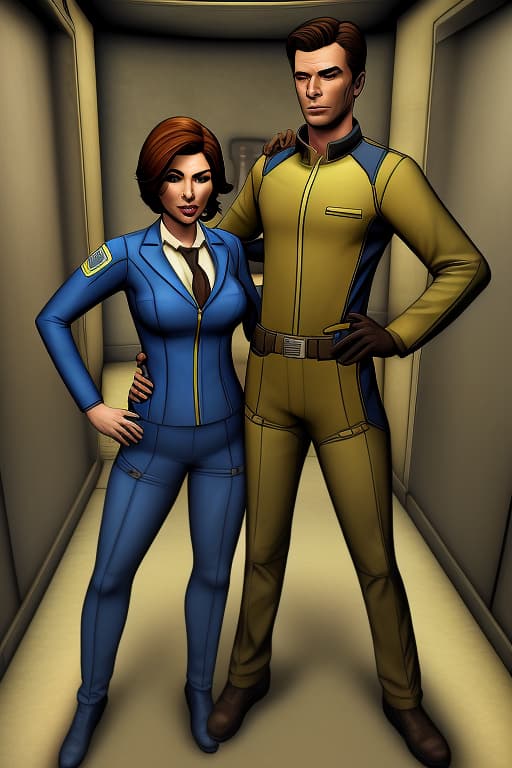  Vault dweller has but suit pulled off, erotic male and female