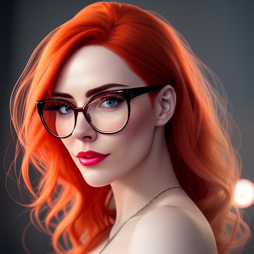  Draw a naked woman with red hair, who wears full sized circular glasses. hyperrealistic, full body, detailed clothing, highly detailed, cinematic lighting, stunningly beautiful, intricate, sharp focus, f/1. 8, 85mm, (centered image composition), (professionally color graded), ((bright soft diffused light)), volumetric fog, trending on instagram, trending on tumblr, HDR 4K, 8K