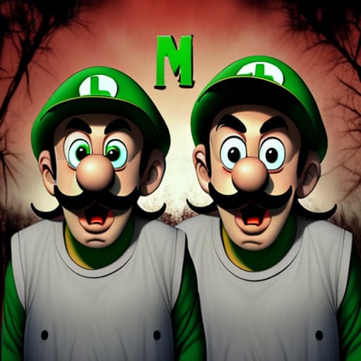  Mario and Luigi in a horror movie