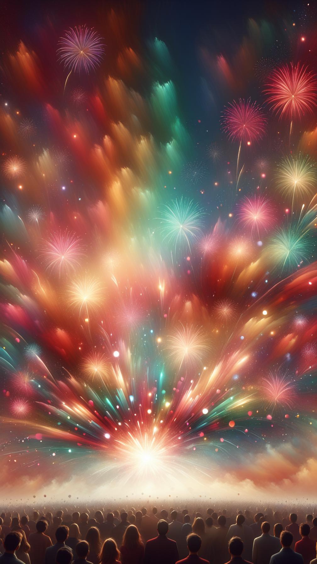  fireworks, colorful explosion, night sky, sparkling lights, dazzling display, celebration, vibrant colors, festive atmosphere, mesmerizing patterns, magical moment, artistic interpretation, glowing trails, spectacular bursts, grand event, joyful occasion, visual delight, radiant blooms, dynamic movement, dreamy ambiance, ethereal beauty highly detailed photo, sharp details, best quality, 4k, raw photo