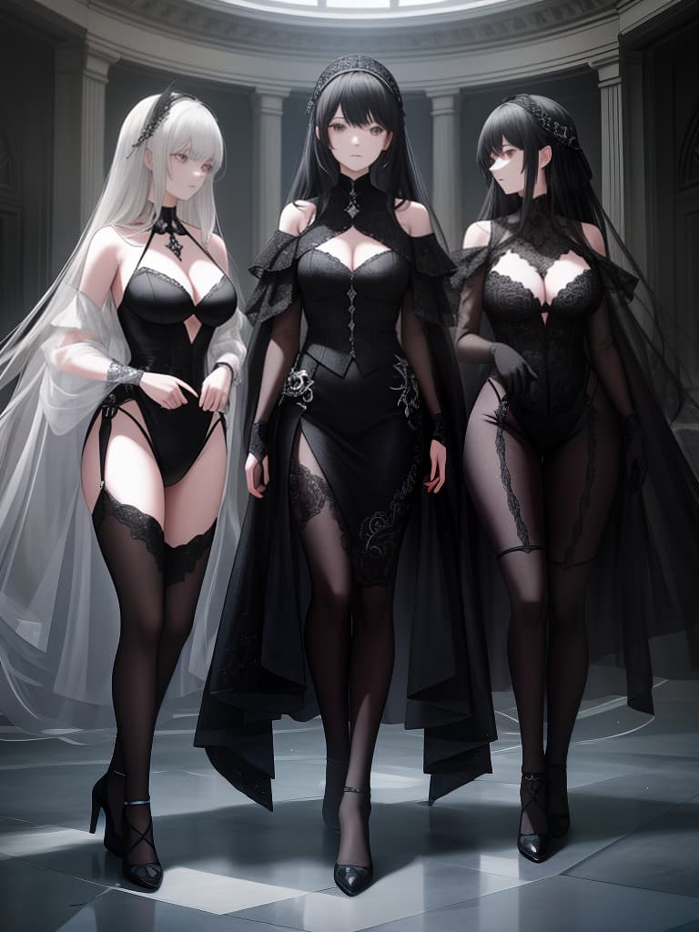  women's group, dark, cool, 4 people, masterpiece, best quality,8k,ultra detailed,high resolution,an extremely delicate and beautiful,hyper detail