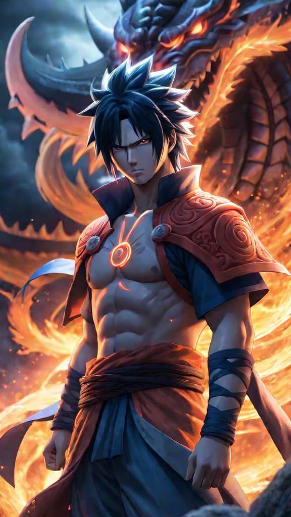  an anime art depicting sasuke uchiha's susanoo in naruto shippuden with a demonic, skeletal appearance. hyperrealistic, full body, detailed clothing, highly detailed, cinematic lighting, stunningly beautiful, intricate, sharp focus, f/1. 8, 85mm, (centered image composition), (professionally color graded), ((bright soft diffused light)), volumetric fog, trending on instagram, trending on tumblr, HDR 4K, 8K