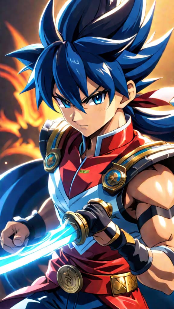  anime art tyson's dragoon from beyblade roaring with the spirit of a dragon, showing fierce determination and bravery hyperrealistic, full body, detailed clothing, highly detailed, cinematic lighting, stunningly beautiful, intricate, sharp focus, f/1. 8, 85mm, (centered image composition), (professionally color graded), ((bright soft diffused light)), volumetric fog, trending on instagram, trending on tumblr, HDR 4K, 8K