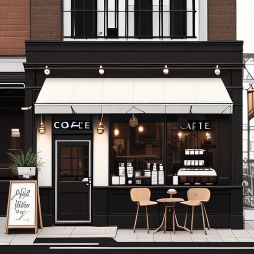  Small Aesthetic Coffee Shop Exterior (white and brown and black theme color)