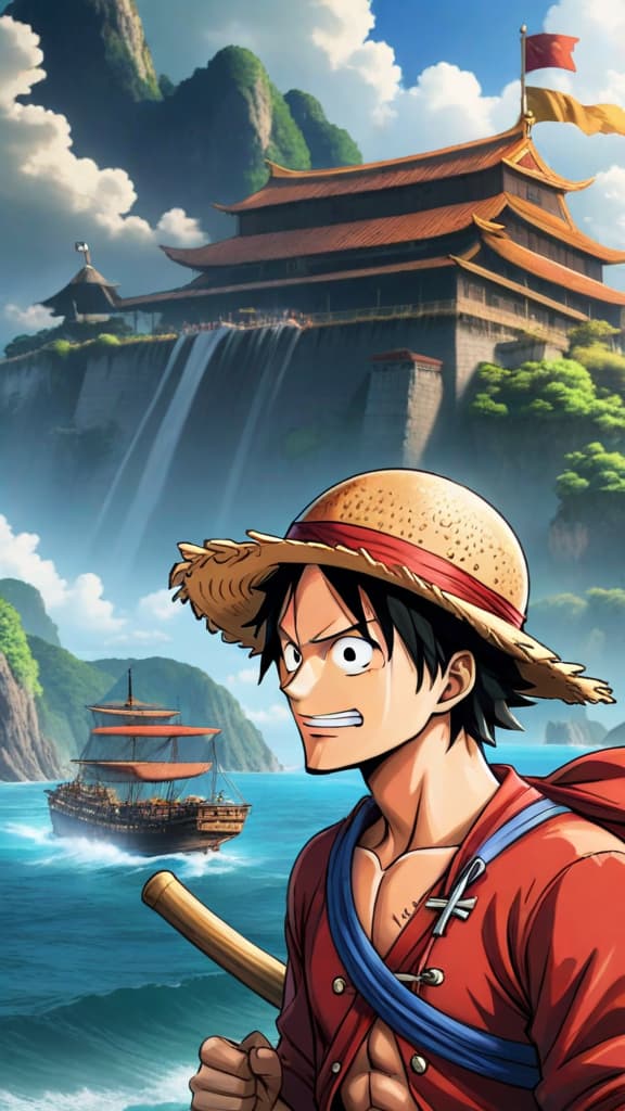  one piece anime art, straw hat pirates nearing raftel, secrets of joy boy, ancient poneglyphs, mysterious legacy hyperrealistic, full body, detailed clothing, highly detailed, cinematic lighting, stunningly beautiful, intricate, sharp focus, f/1. 8, 85mm, (centered image composition), (professionally color graded), ((bright soft diffused light)), volumetric fog, trending on instagram, trending on tumblr, HDR 4K, 8K