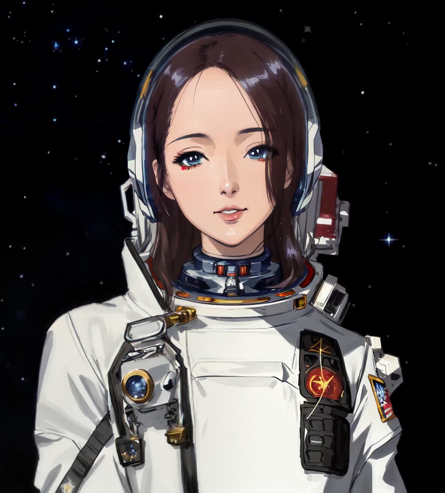  anime style, astronaut in space, fully detailed outer space background with stars, galaxies, nebulae, vibrant colors, wearing detailed space suit, cosmic scene, highly detailed spacesuit, complete space environment, clothing replace, space suit hyperrealistic, full body, detailed clothing, highly detailed, cinematic lighting, stunningly beautiful, intricate, sharp focus, f/1. 8, 85mm, (centered image composition), (professionally color graded), ((bright soft diffused light)), volumetric fog, trending on instagram, trending on tumblr, HDR 4K, 8K