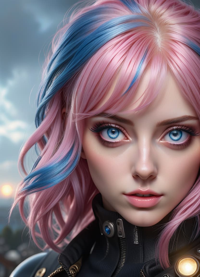  hyperrealistic art girl, blue eyes, pink hair. . extremely high resolution details, photographic, realism pushed to extreme, fine texture, incredibly lifelike, perfecteyes hyperrealistic, full body, detailed clothing, highly detailed, cinematic lighting, stunningly beautiful, intricate, sharp focus, f/1. 8, 85mm, (centered image composition), (professionally color graded), ((bright soft diffused light)), volumetric fog, trending on instagram, trending on tumblr, HDR 4K, 8K