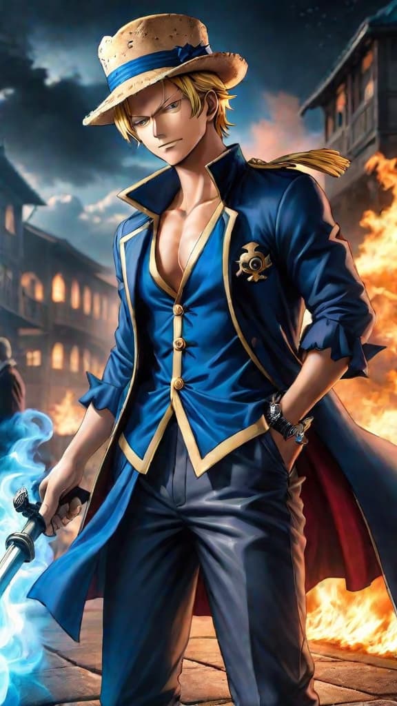  anime art: sabo from one piece, memory loss after celestial dragon encounter, presumed dead. hyperrealistic, full body, detailed clothing, highly detailed, cinematic lighting, stunningly beautiful, intricate, sharp focus, f/1. 8, 85mm, (centered image composition), (professionally color graded), ((bright soft diffused light)), volumetric fog, trending on instagram, trending on tumblr, HDR 4K, 8K