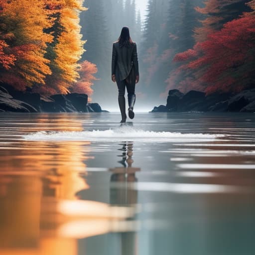  jesus walking on water hyperrealistic, full body, detailed clothing, highly detailed, cinematic lighting, stunningly beautiful, intricate, sharp focus, f/1. 8, 85mm, (centered image composition), (professionally color graded), ((bright soft diffused light)), volumetric fog, trending on instagram, trending on tumblr, HDR 4K, 8K