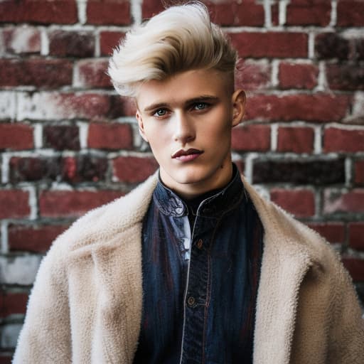 portrait+ style Russian LGBT queer fashion model blonde hunk dude face