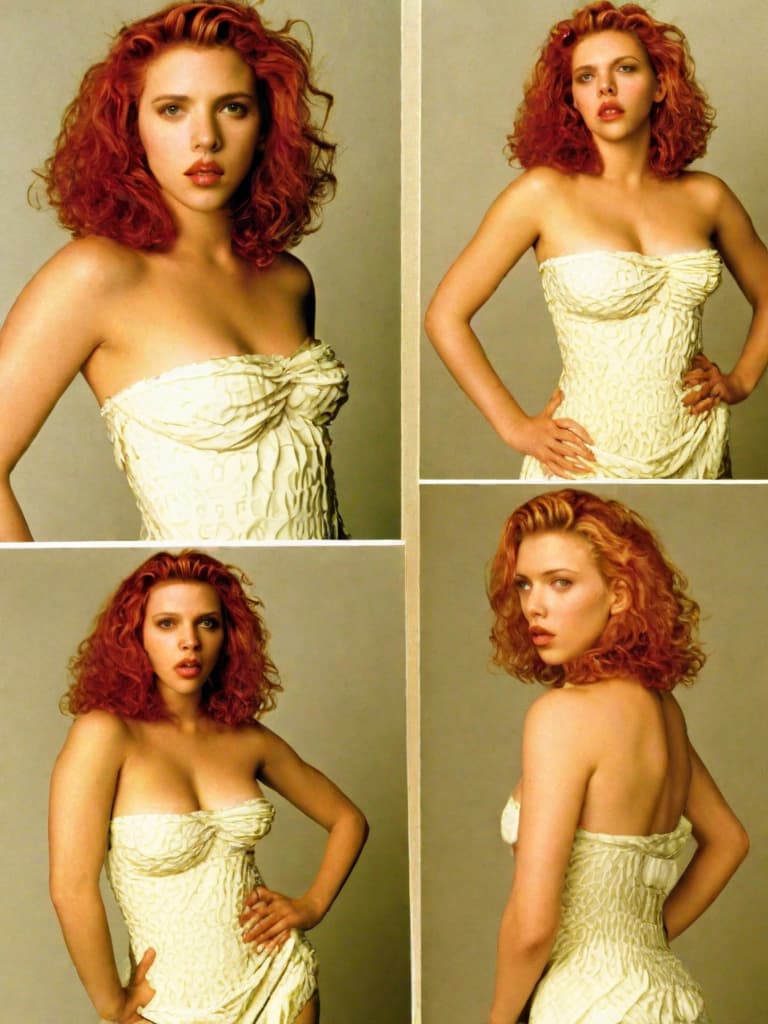  A young Scarlet Johansson, no clothes, posing in various sensual positions