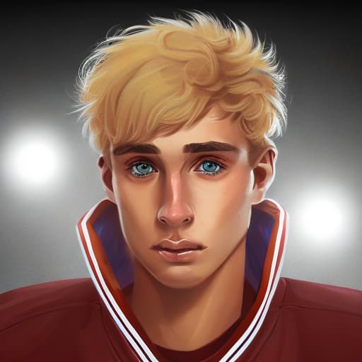 portrait+ style Russian LGBT queer hockey player blonde hunk dude face