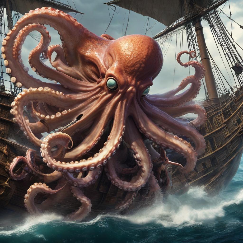  a huge sea octopus attacked a pirate ship