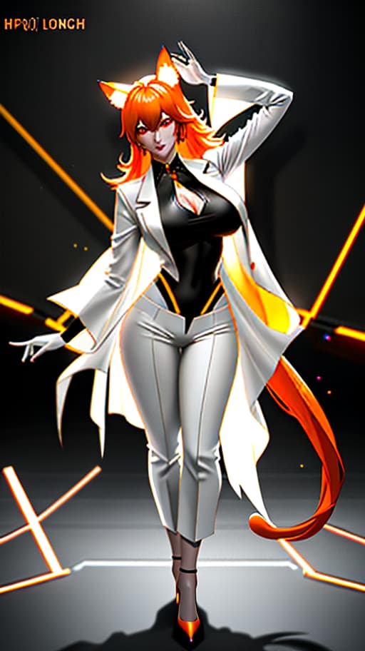  discotheque, neon, orange hair, one elfic, on the head of cat ears, in a white suit, on heels, in orange bulbs, white pants, black t shirt, dance floors, white heels, anime style photo, manga style, digital art, glow effects, hand drawn, render, 8k, octane render, cinema 4d, blender, dark, atmospheric 4k ultra detailed, cinematic sensual, sharp focus, humorous illustration, hyperrealistic, big depth of field, masterpiece, colors, 3d octane render, 4k, concept art, trending on artstation, hyperrealistic, vivid colors hyperrealistic, full body, detailed clothing, highly detailed, cinematic lighting, stunningly beautiful, intricate, sharp focus, f/1. 8, 85mm, (centered image composition), (professionally color graded), ((bright soft diffused light)), volumetric fog, trending on instagram, trending on tumblr, HDR 4K, 8K