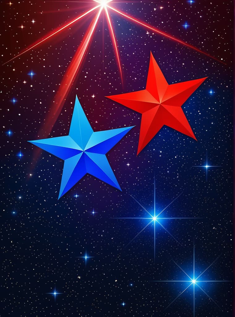  make image alive beautiful and realistic show a red star and blue star