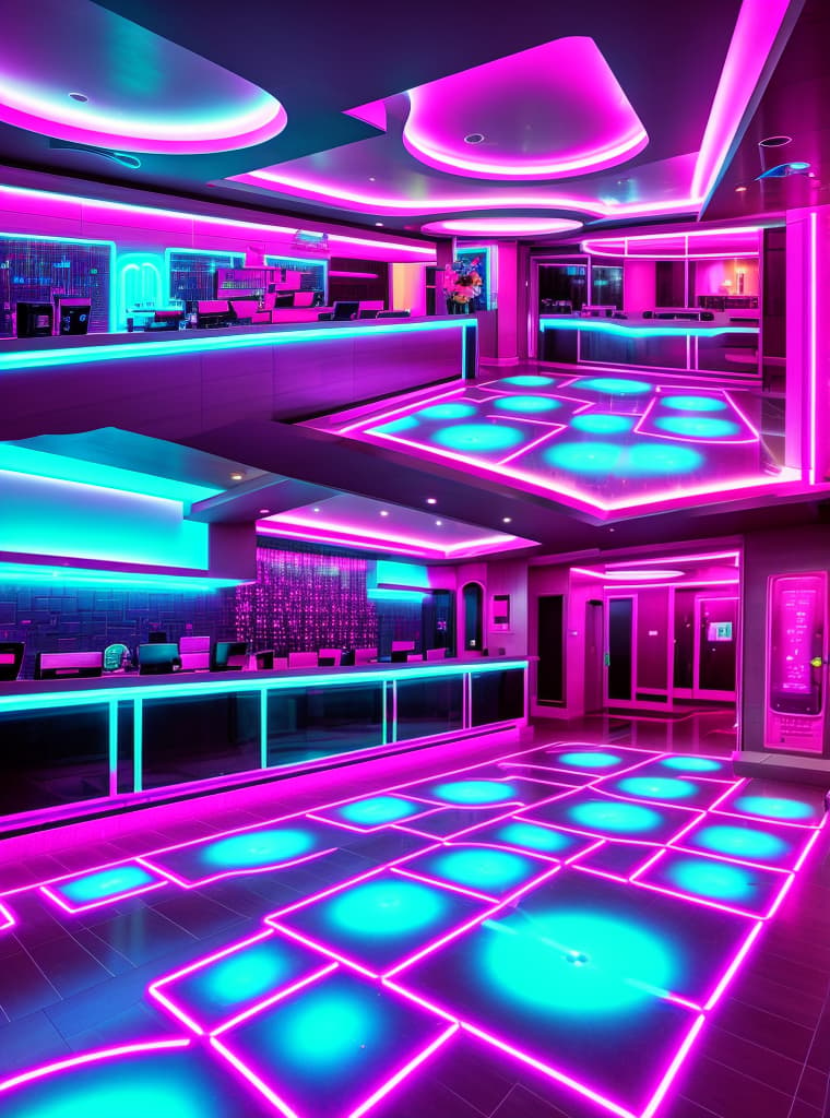  neon futuristic sex hotel lobby