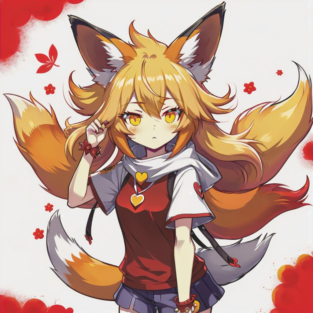  line art drawing the image is a digital ilration in an anime style, featuring a young with fox like characteristics. the character has short, spiky, yellow hair with fox ears and a bushy, fluffy fox tail. she has large, expressive eyes which are a striking amber color. there is small red flower ornament on the character's hair. she holds a poster with label "free hugs", upper body. same nightmare. anime style <lora:senko flux v1:1> . professional, sleek, modern, minimalist, graphic, line art, vector graphics