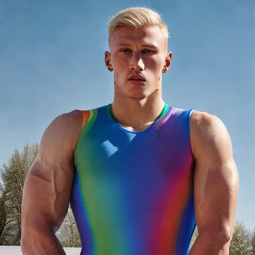 portrait+ style Russian LGBT queer summer Olympics athlete blonde hunk dude face