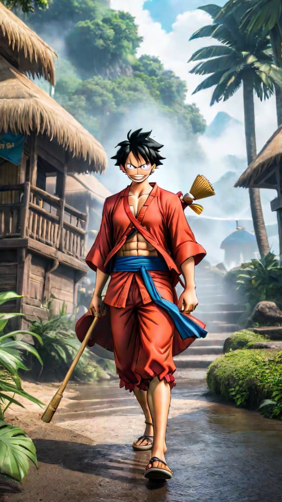  anime art: discover raftel's mystery with luffy and the straw hats, chasing the rio poneglyph at its heart. hyperrealistic, full body, detailed clothing, highly detailed, cinematic lighting, stunningly beautiful, intricate, sharp focus, f/1. 8, 85mm, (centered image composition), (professionally color graded), ((bright soft diffused light)), volumetric fog, trending on instagram, trending on tumblr, HDR 4K, 8K