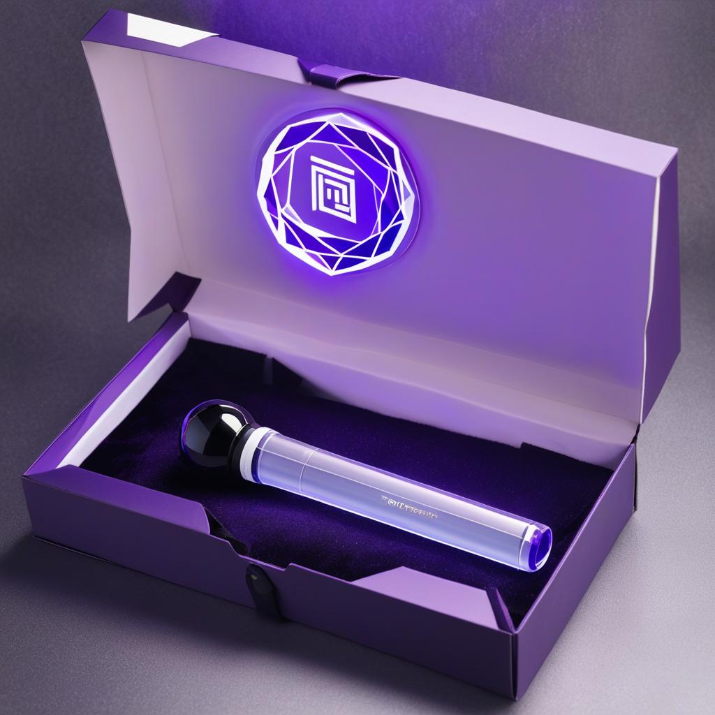  kpop gem top long lightstick dark purple concept with a box