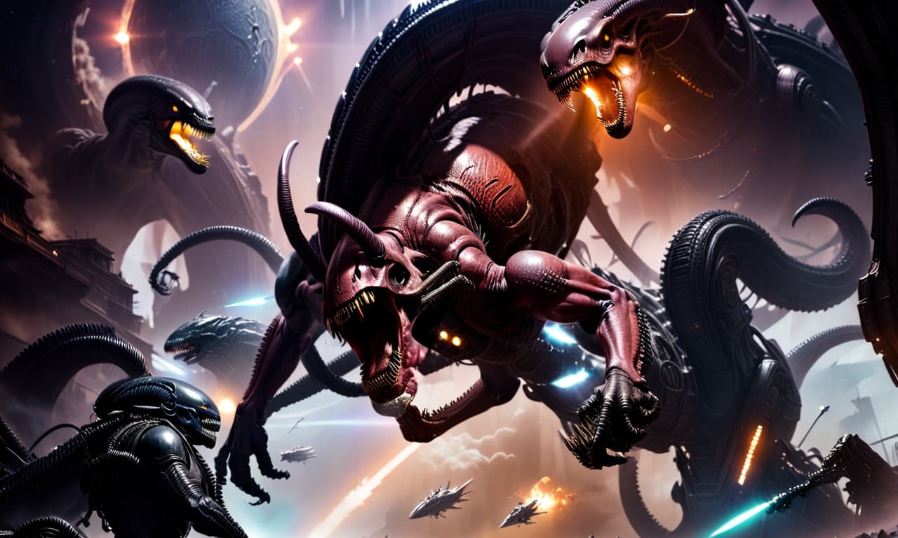  species, xenomorph, jaw, monster, space, realism, battle, civitai