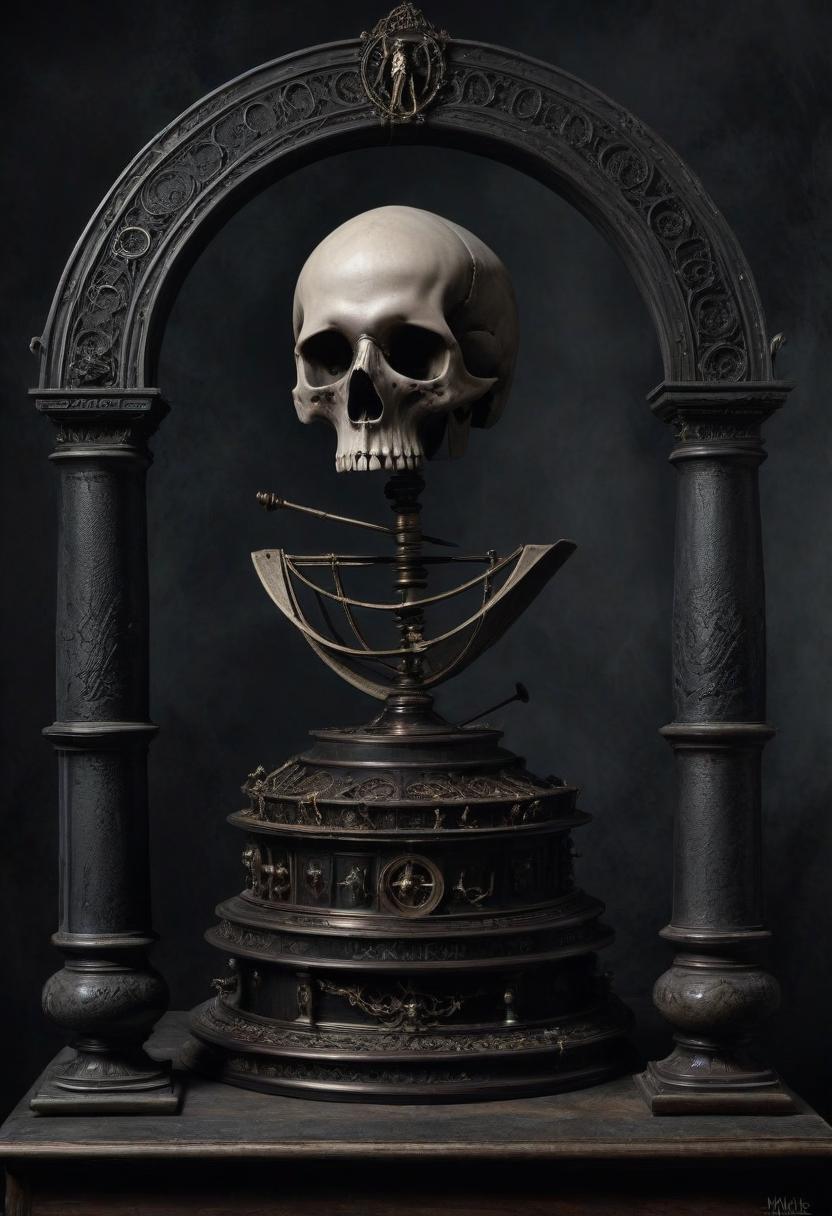  macabre style archimedes' law of physics . dark, gothic, grim, haunting, highly detailed