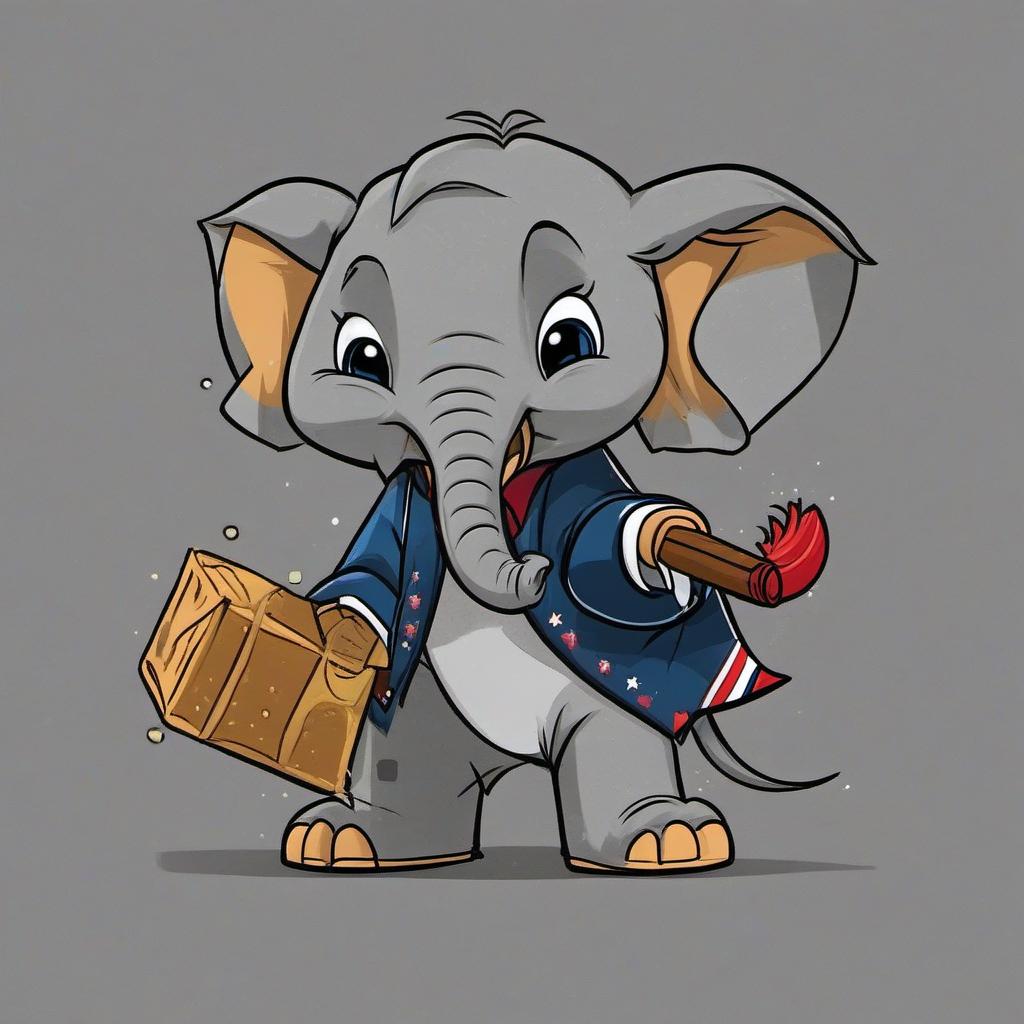  back of an elephant taking a donald trump crap emogee, profile image style