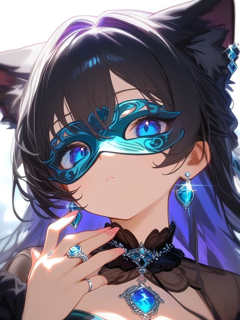  ultra detailed:1.2,masterpiece:1.2,best quality,masterpiece,bestquality,hdr:1.1,8k:1.1,very cute girl:1.3,((alexandrite stone:1. )),((alexandrite ring:1.6)),(alexandrite earrings:1.4)(princess gown:1.3),(upper body:1.4),(face focus:1.2),(ring focus:1.6)((black cat masquerade mask:1.7))(close mouth:1.8)