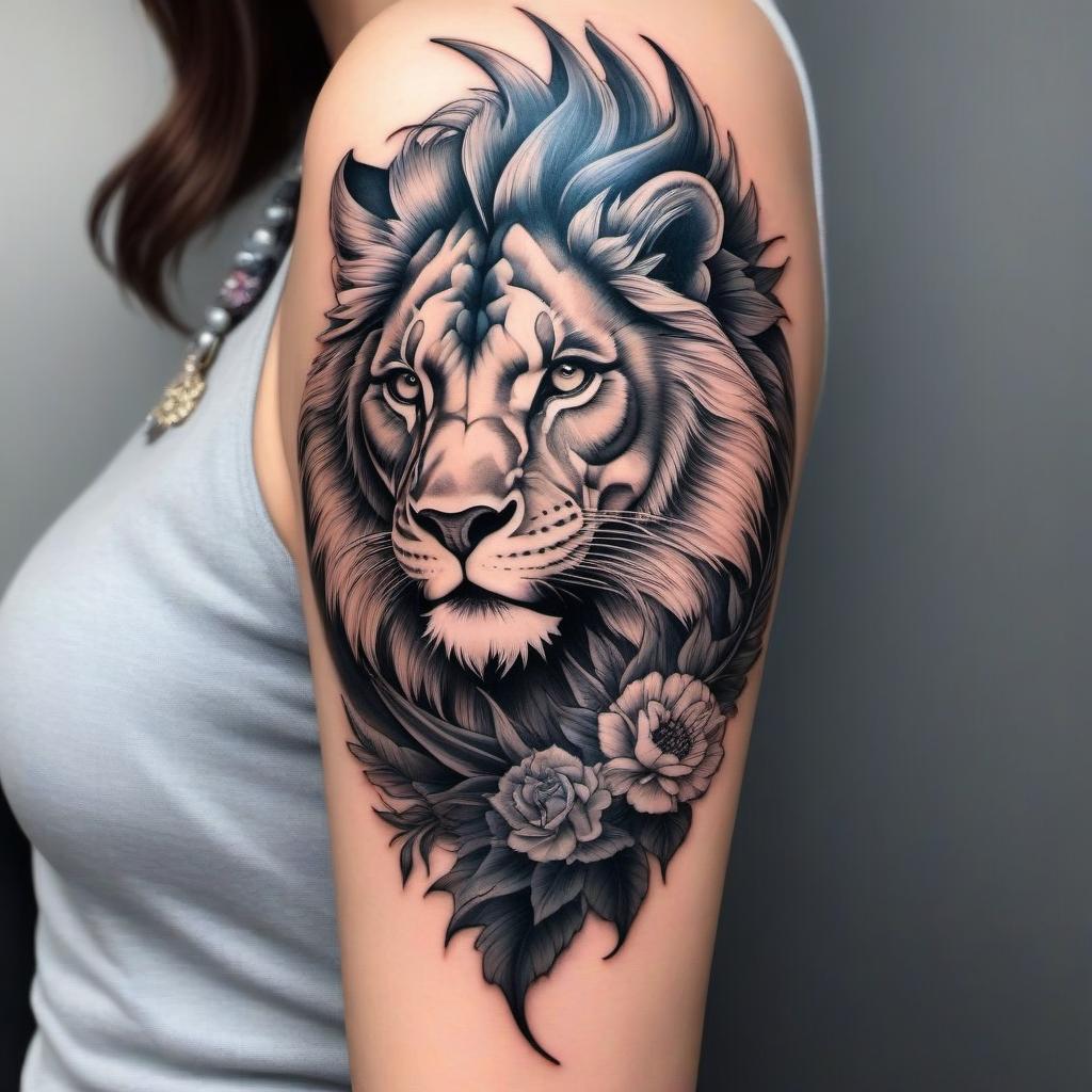  Dragon and lion tattoo