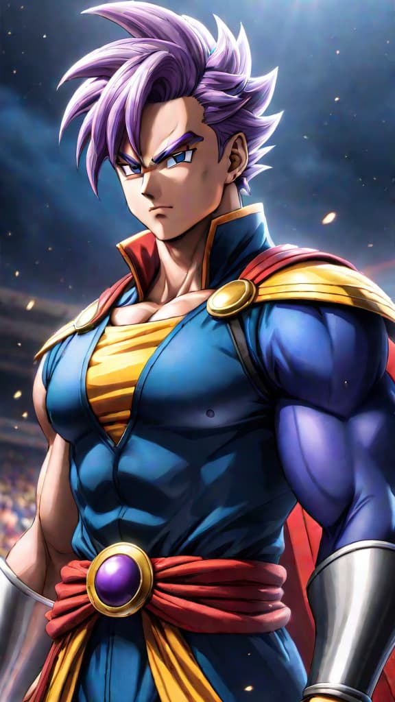  an anime art of zeno from dragon ball super deciding to erase universes for the tournament of power. hyperrealistic, full body, detailed clothing, highly detailed, cinematic lighting, stunningly beautiful, intricate, sharp focus, f/1. 8, 85mm, (centered image composition), (professionally color graded), ((bright soft diffused light)), volumetric fog, trending on instagram, trending on tumblr, HDR 4K, 8K