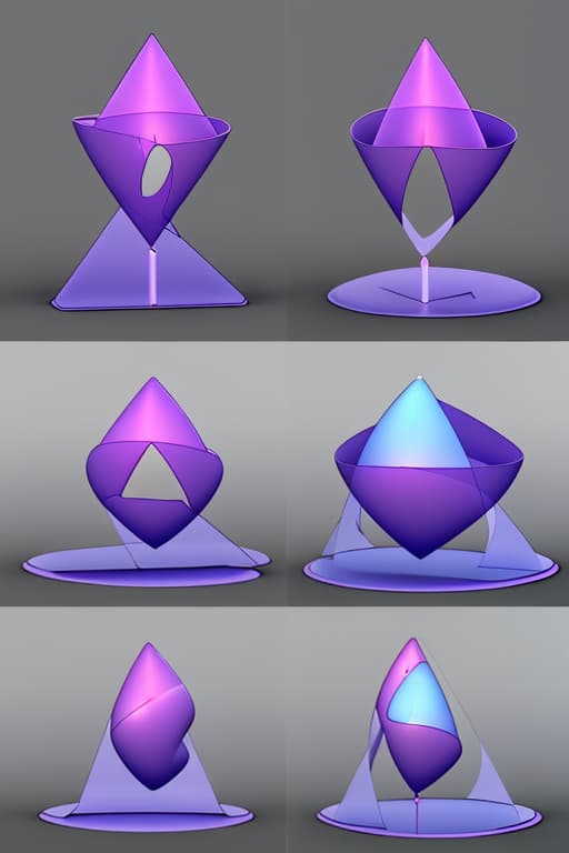  3D shape of degenerate conic sections example with color