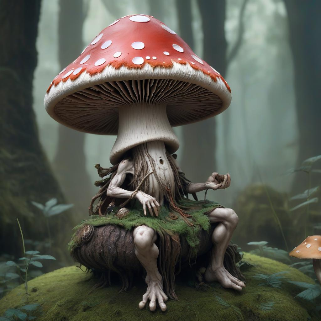  breathtaking humanoid mushroom, druid . award winning, professional, highly detailed, hkmagic