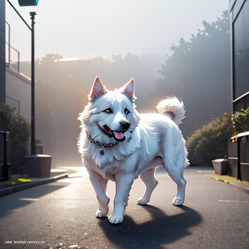  reimagine the dog in image hyperrealistic, full body, detailed clothing, highly detailed, cinematic lighting, stunningly beautiful, intricate, sharp focus, f/1. 8, 85mm, (centered image composition), (professionally color graded), ((bright soft diffused light)), volumetric fog, trending on instagram, trending on tumblr, HDR 4K, 8K