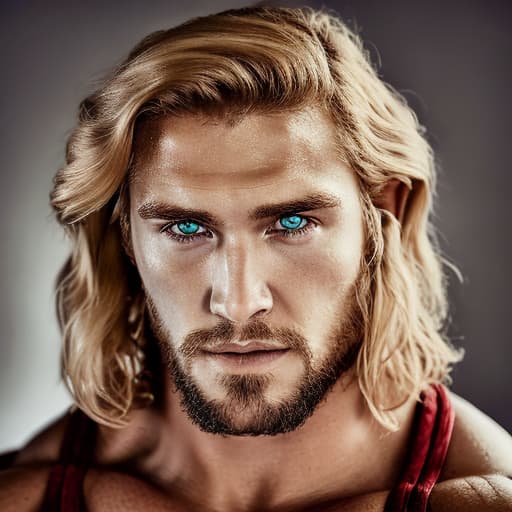 portrait+ style Hercules actor blonde hunk dude face