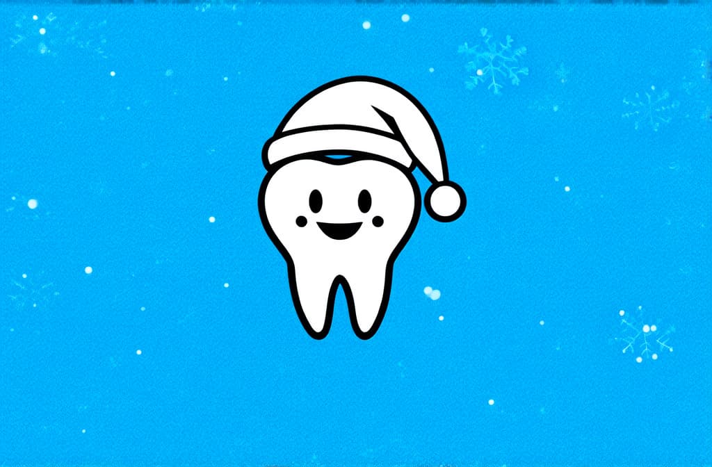  contour, very simple image in one unbroken black ink line, single line of white smiling tooth in santa's hat against blue background with many white small snowflakes ar 3:2 using a single continuous black line ink brushon white background, drawing should be created without lifting the pen, recognizable features of white smiling tooth in santa's hat against blue background with many white small snowflakes ar 3:2 in one unbroken line