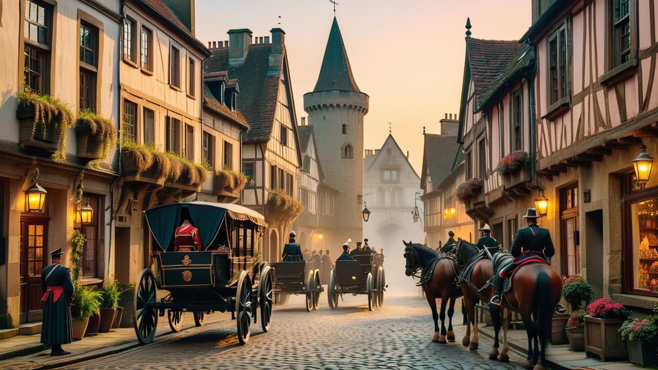  a collage depicting three scenes: a medieval castle with knights, a bustling victorian street with horse drawn carriages, and a 20th century war setting with soldiers, all blending seamlessly into one historical tapestry. hyperrealistic, full body, detailed clothing, highly detailed, cinematic lighting, stunningly beautiful, intricate, sharp focus, f/1. 8, 85mm, (centered image composition), (professionally color graded), ((bright soft diffused light)), volumetric fog, trending on instagram, trending on tumblr, HDR 4K, 8K