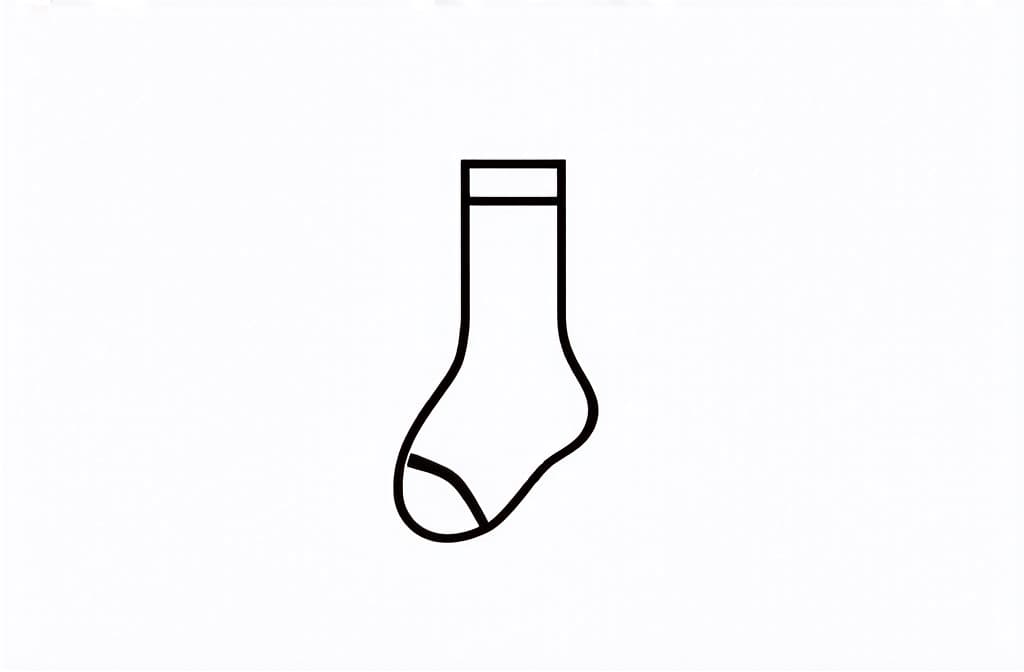  contour, very simple image in one unbroken black ink line, single line of men’s socks, engraving illustration, icon isolated on white background ar 3:2 using a single continuous black line ink brushon white background, drawing should be created without lifting the pen, recognizable features of men’s socks, engraving illustration, icon isolated on white background ar 3:2 in one unbroken line